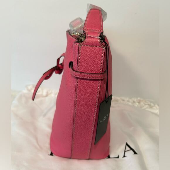 Furla Costanza Drawstring Bucket Bag in Ortenzia ( Barbie Pink) New with tag - Picture 7 of 15
